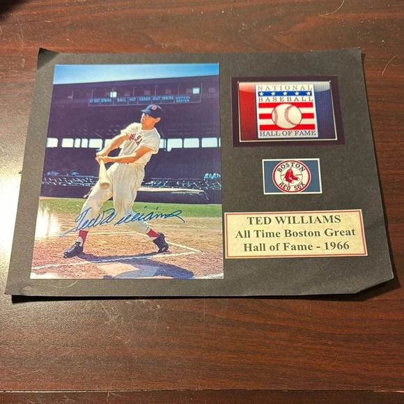 Ted Williams Hall of Fame Plaque with Autographed Photo